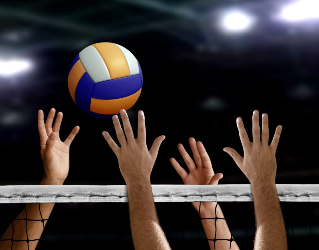 Volleyball,Spike,Hand,Block,Over,The,Net